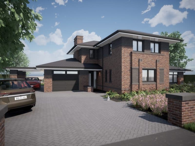 villa baksteen dakgoten garage