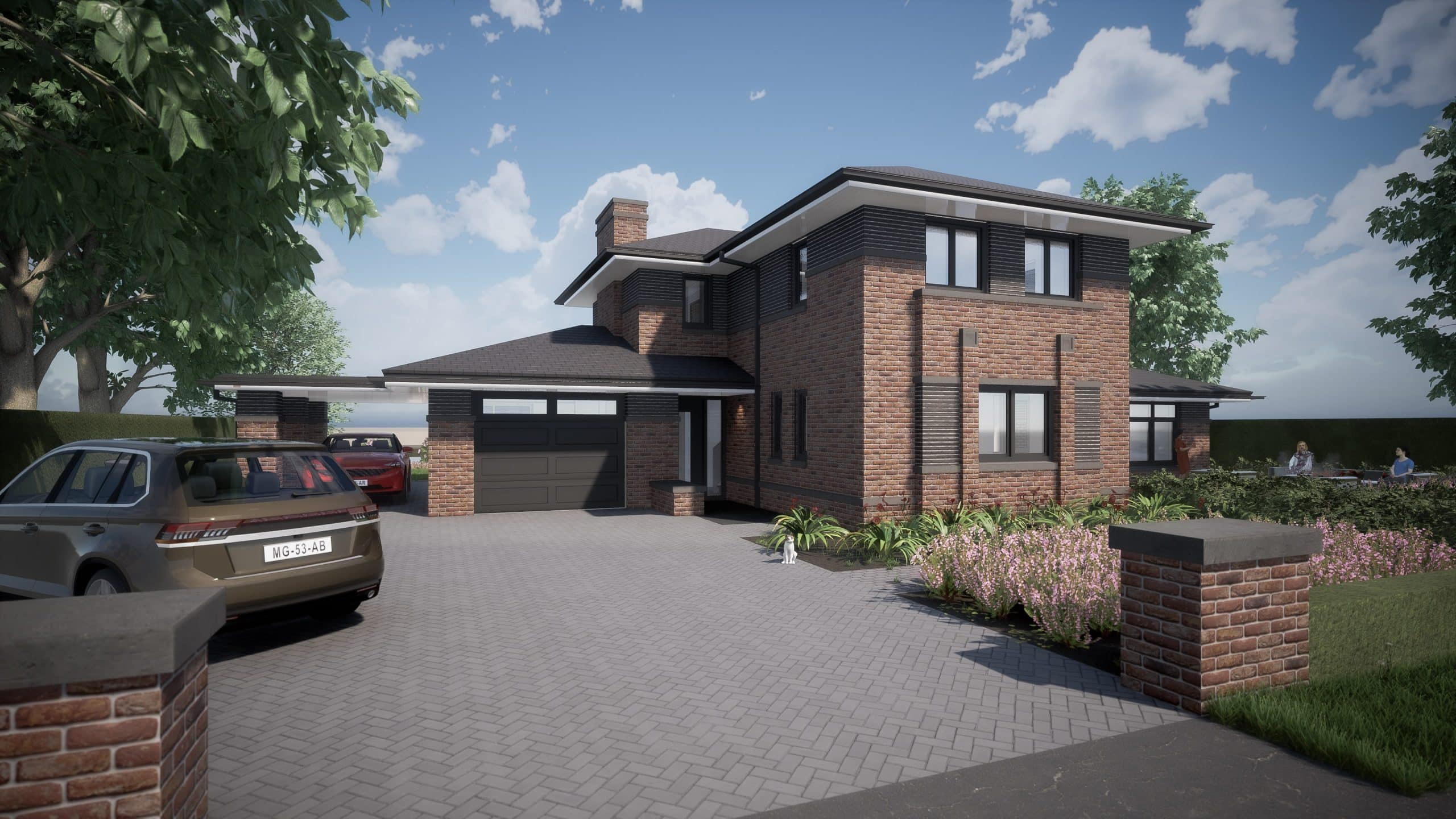 villa baksteen dakgoten garage