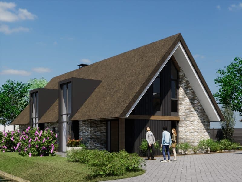 Landelijk moderne schuurwoning baksteen met rietdak 2105