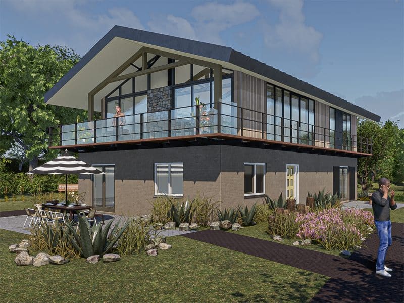 Verbouwing vrijstaande woning houten accenten 2122