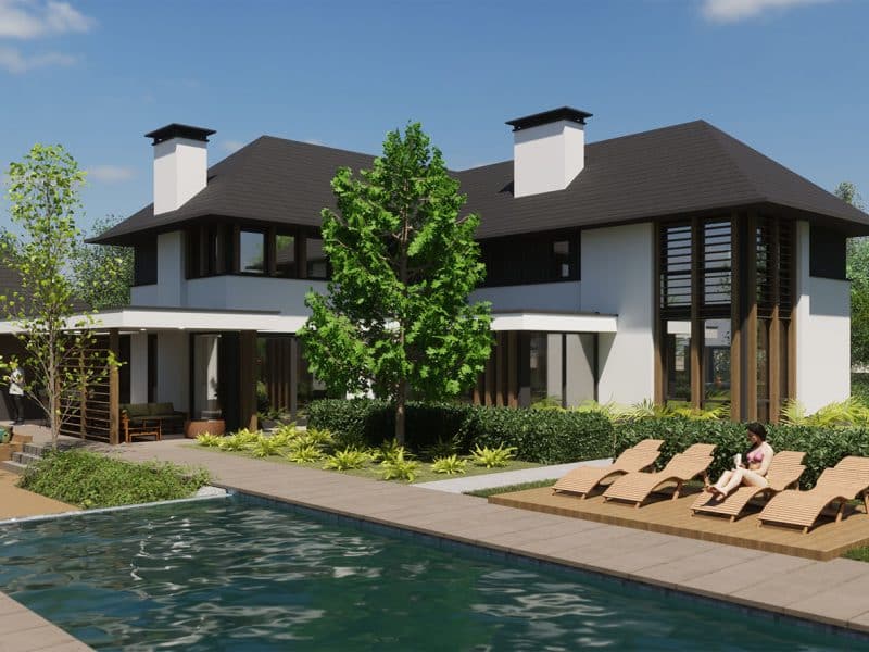 moderne villa met wit stucwerk 2223