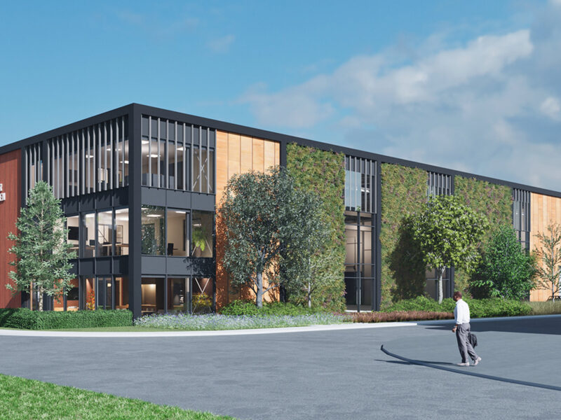 bedrijfspand groene gevel